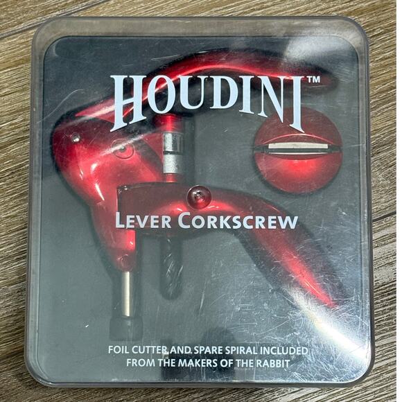 Metrokane Houdini‎ Metal Lever Corkscrew Foil Cutter Spiral Wine Bottle Opener - Picture 2 of 3